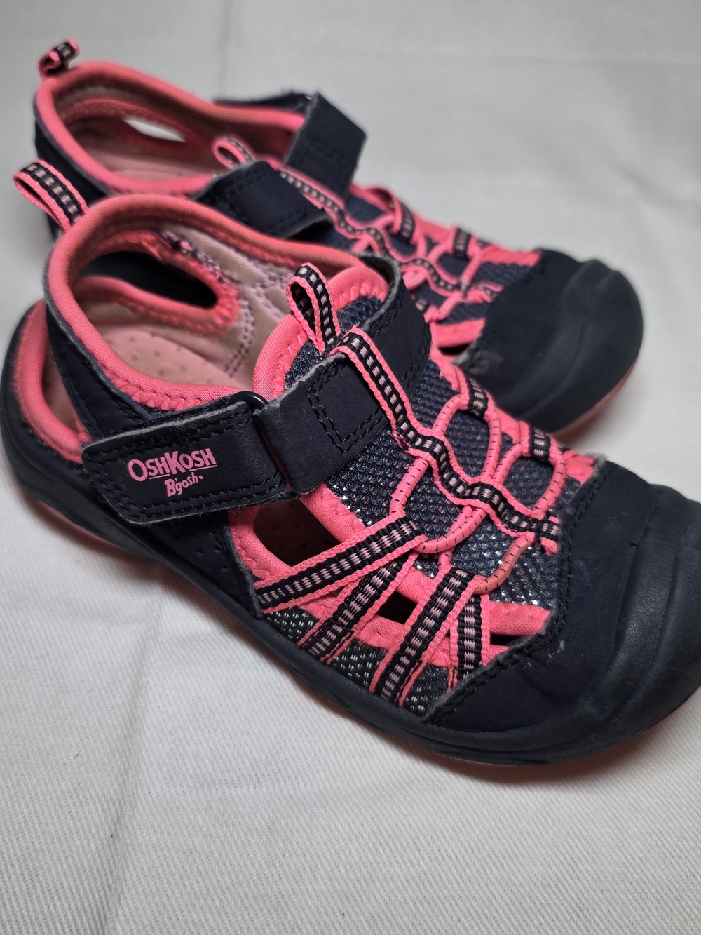 OshKosh B'gosh Kids' Navy and Pink Closed Toe Sandals - Washable, Hook and Loop